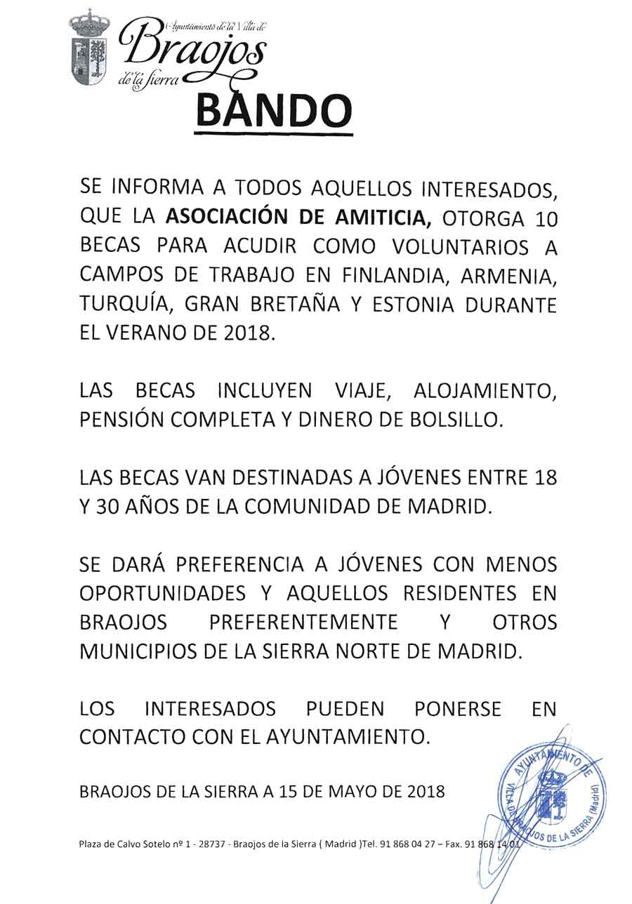 BECAS VOLUNTARIOS CAMPOS DE TRABAJO