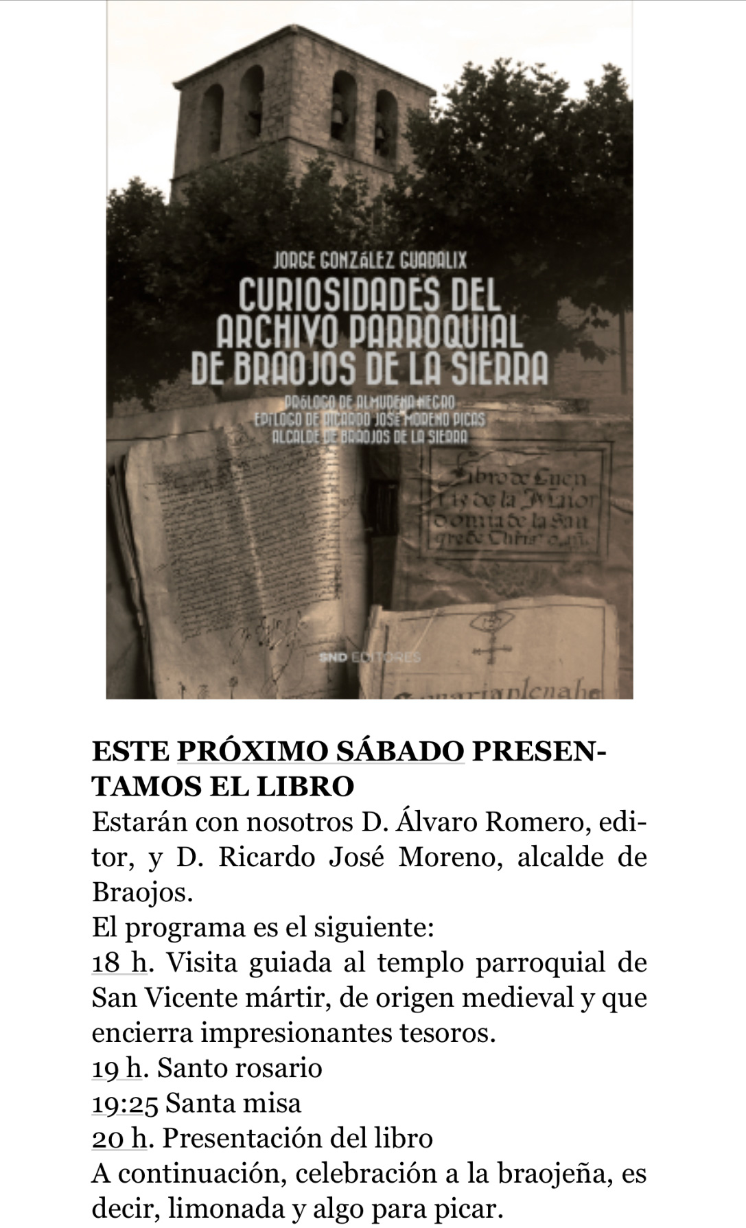 libro curiosidades archivo parroquial braojos