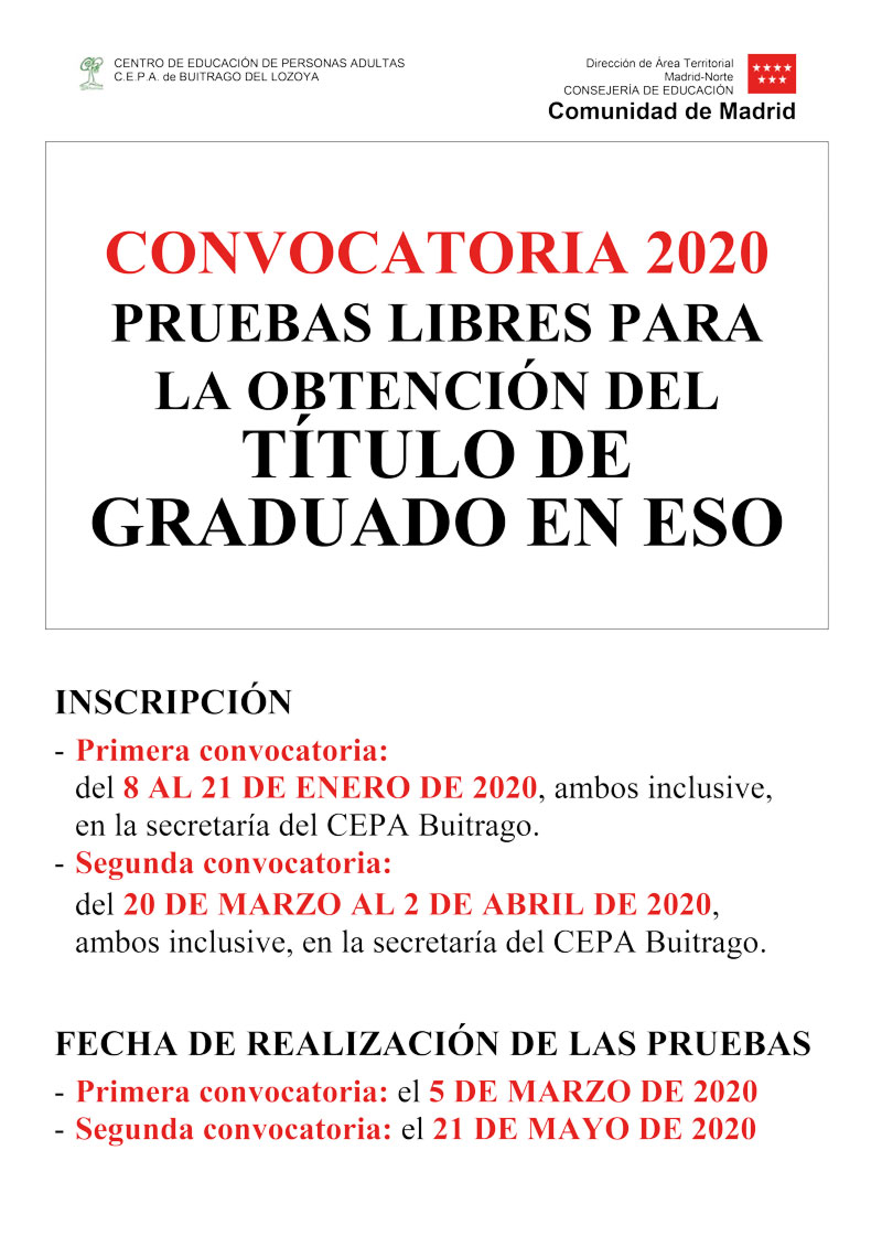 cartel convocatoria pruebas ESO 2020 WEB